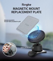 Ringke Magnetic Mount Replacement Metal Plate Kit 3M Adhesive Pads & Mats, Universally Compatible for Magnet Phone Car Holder Cradle   Silver